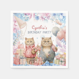 猫の誕生日パーティー ナプキン スタンダードカクテルナプキン
