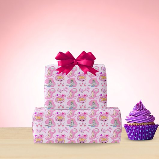 猫の誕生日パーティー ラッピングペーパー
