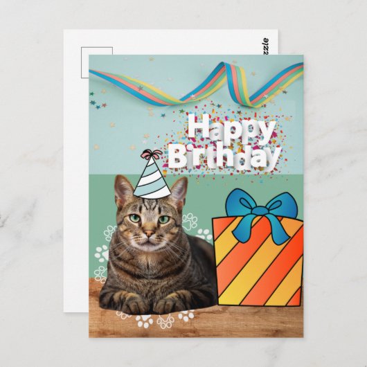 猫の誕生日ポストカード ポストカード (正面/裏面)