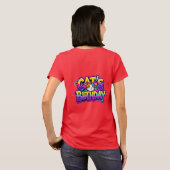猫の誕生日レインボーグリッチ Tシャツ (裏面フル)