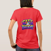 猫の誕生日レインボーグリッチ Tシャツ (裏面)