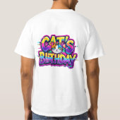 猫の誕生日レインボーグリッチ Tシャツ (裏面)