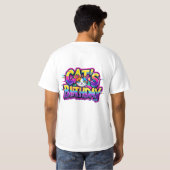 猫の誕生日レインボーグリッチ Tシャツ (裏面フル)