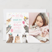 猫の誕生日招待状 キッテン パーティー プーち 招待状 (正面)