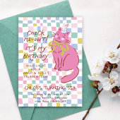 猫の誕生日招待状, 女の子のパーティー招待状, レトロな猫 招待状