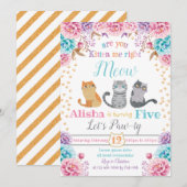 猫の誕生日招待状 招待状 (正面/裏面)