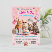 猫の誕生日 かわいい子猫のパーティー 招待状 (スタンド正面)