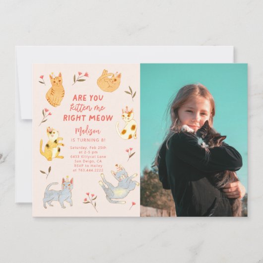 猫の誕生日 招待状 (正面)