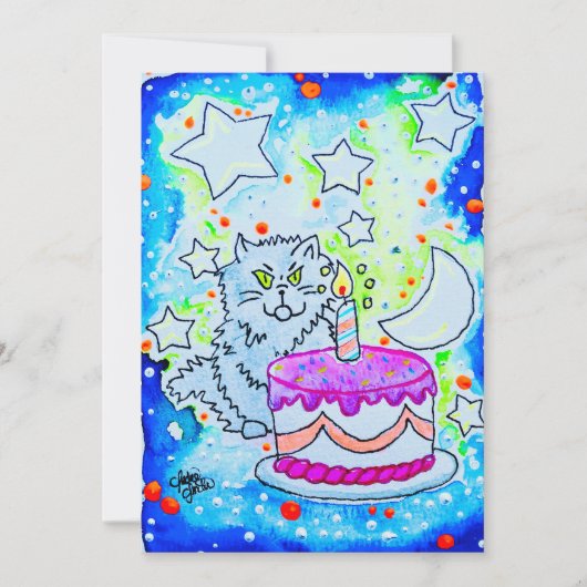 猫の誕生日 招待状 (正面)
