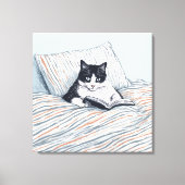 猫の読書 キャンバスプリント (正面)