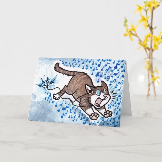 猫の謝罪 カード (黄色い花)