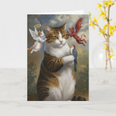 猫の議論 カード (黄色い花)