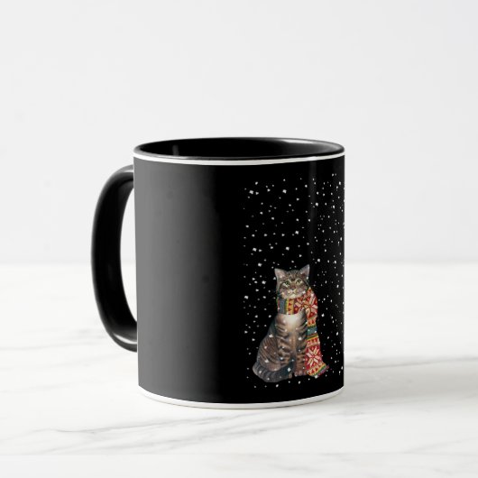 猫の贈り物|猫の季節の冬のスカーフ マグカップ (正面左)