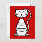 猫の赤灰色の黒いハッピーホワイト漫画の子猫のスマイル ポストカード (正面/裏面)