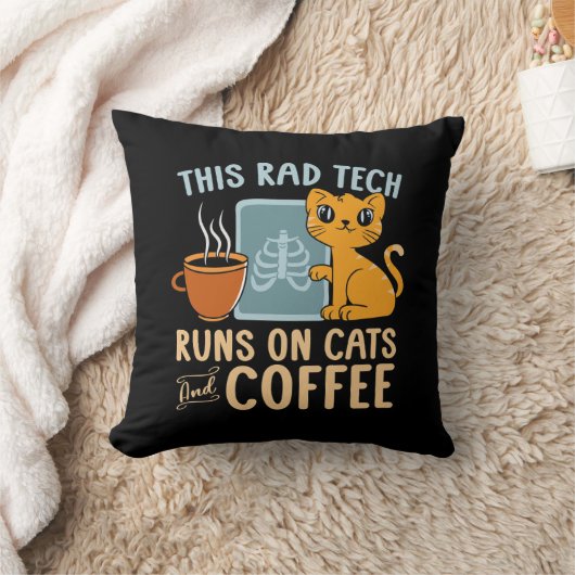 猫の走放射線医とコーヒー放射線技術 クッション (ブランケット)