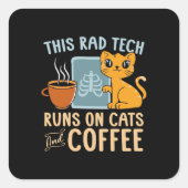 猫の走放射線医とコーヒー放射線技術 スクエアシール (正面)