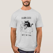 猫の起床拒否Tシャツ 目覚まし時計 Tシャツ (正面)