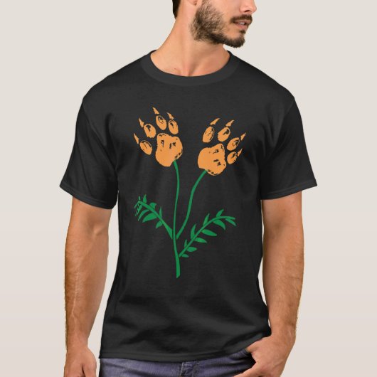 猫の足あとフラワーキャット花1 Tシャツ (正面)