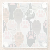 猫の足のパターンが多い ガラスコースター (裏面)