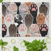 猫の足のパターンが多い キッチンタオル (折り畳み)