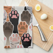 猫の足のパターンが多い キッチンタオル (四つ折り)