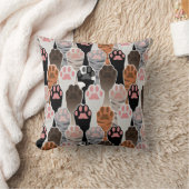 猫の足のパターンが多い クッション (ブランケット)