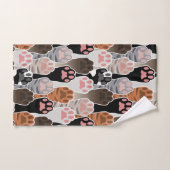 猫の足のパターンが多い バスタオルセット (ハンドタオル)