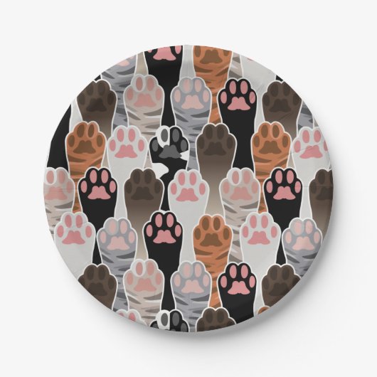 猫の足のパターンが多い ペーパープレート (正面)