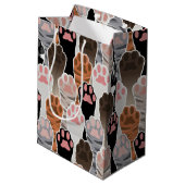 猫の足のパターンが多い ミディアムペーパーバッグ (裏面アングル)