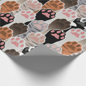 猫の足のパターンが多い ラッピングペーパー (角)