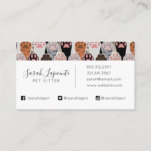 猫の足のパターンが多い 名刺 (裏面)