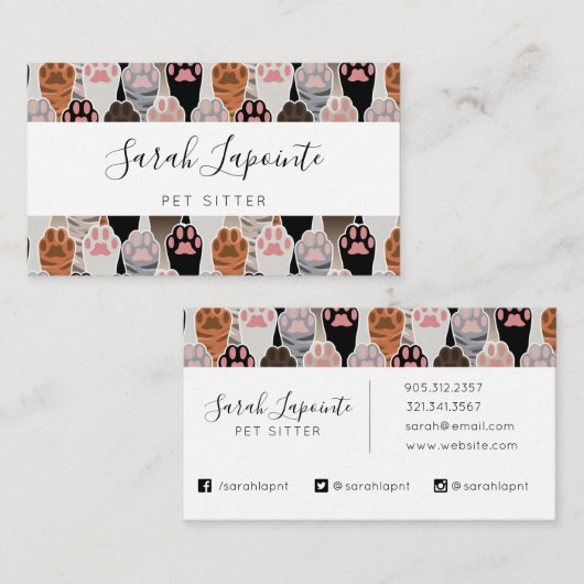 猫の足のパターンが多い 名刺 (正面/裏面)