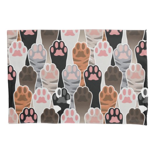 猫の足のパターンが多い 枕カバー (正面)