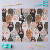 猫の足のパターンが多い 薄葉紙 (クラフト)