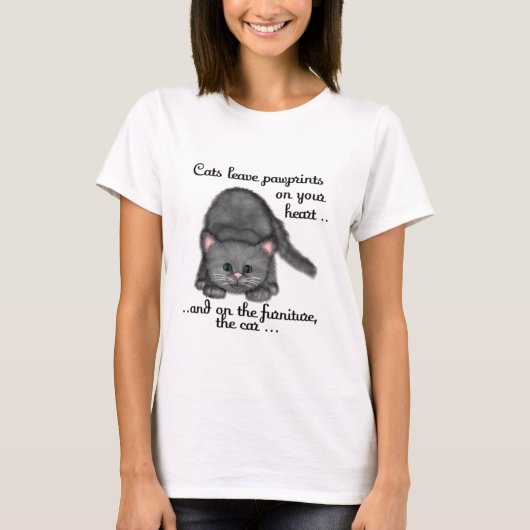 猫の足のプリント Tシャツ (正面)