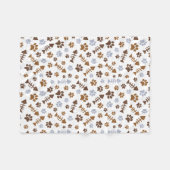 猫の足はパターンを印刷します フリースブランケット (正面(横))