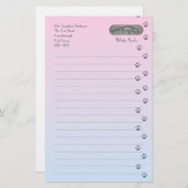 猫の足跡の灰色および白い猫 便箋 (正面/裏面)