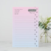 猫の足跡の灰色および白い猫 便箋 (スタンド正面)