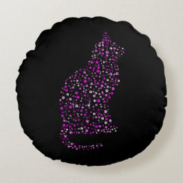 猫の足跡アート ラウンドクッション