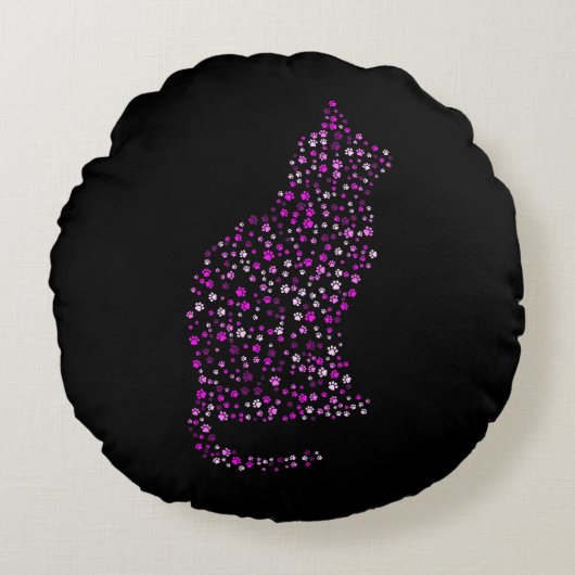 猫の足跡アート ラウンドクッション (正面)