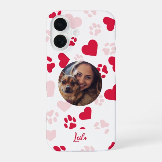 猫の足跡プリントのカスタマイズiPhoneケース iPhone 16ケース (裏面)