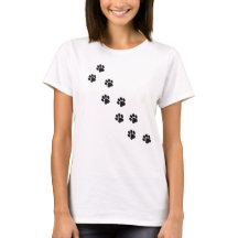 猫の足跡プリント レディースTシャツ