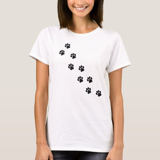猫の足跡プリント レディースTシャツ Tシャツ (正面)
