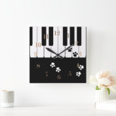 猫の足跡 スクエア壁時計 (ホーム)