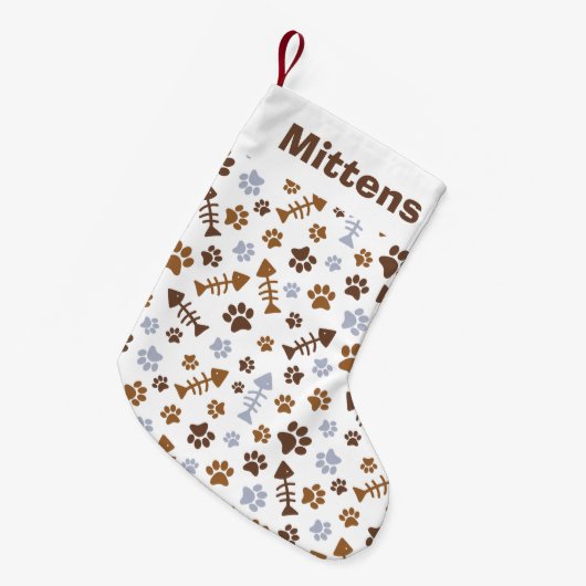 猫の足跡 スモールクリスマスストッキング (正面 (吊り時))
