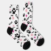 猫の足跡、足跡、足跡、猫、動物 ソックス (右)