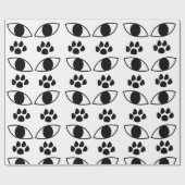 猫の足跡 黒と白 ラッピングペーパー (フラット)