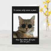 猫の身に着けているサングラス カード (黄色い花)