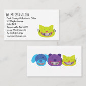 猫の身に着けている支柱のかわいい歯科矯正医 名刺 (正面/裏面)