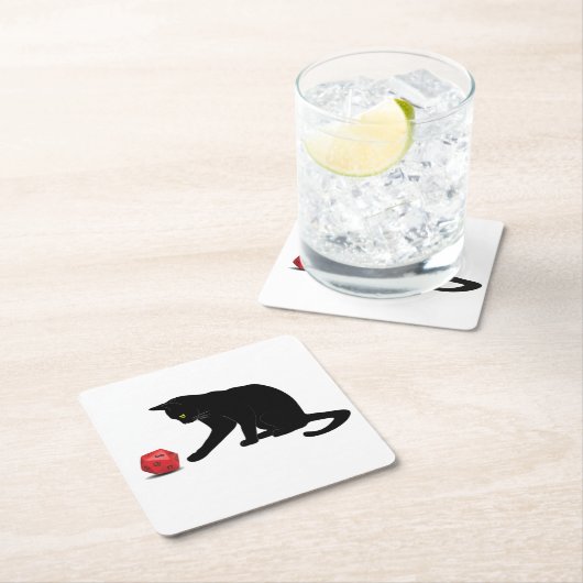 猫の転がサイコロRPGロールの遊ゲーム スクエアペーパーコースター (インサイチュ)